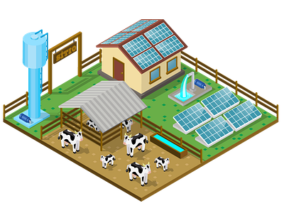 Farm 3d farm isometric solar energy solar panel