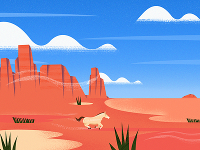The Desert View !! america art canyon color desert design horse illustration landscape nature plant sahara texture vector west
