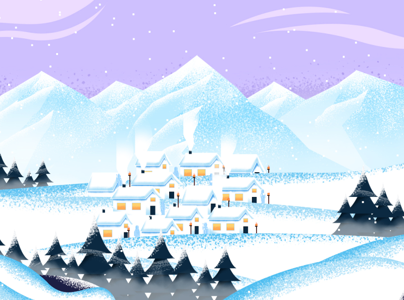 Winter Village art beast bigfoot color design dribbble gradient ice illustration landscape mountain nature snow texture tree vector yeti