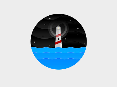 The Lonely Lighthouse color design gradient illustration light lighthouse logo lonely ocean sky stars