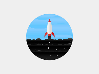 The Lonely Rocket color design gradient illustration logo lonely rocket sky