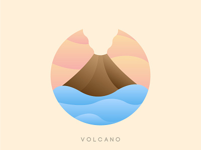 The Volcano design illustration volcano island landscape logo