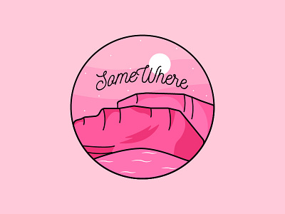 SomeWhere color design illustration lake landscape logo mountain