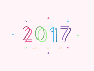 Happy New 2k17 2017 branding color design illustration line new type