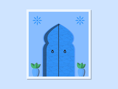 The Blue City : Door art blue design door illustration morocco