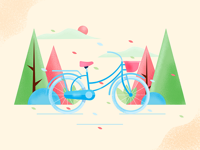 Cycling Around art bike color cycle design illustration texture tree