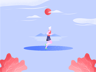 Keep Running !! art cloud color design illustration plant running sport sun texture