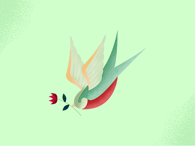 Flying Bird art bird color design flower fly illustration texture
