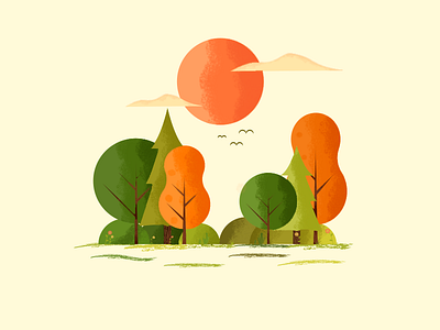 Colored Wood art color design forest illustration landscape sun texture tree wood