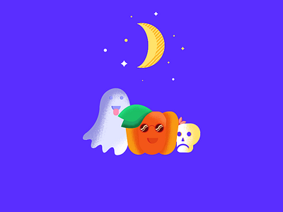 Halloween party !! art color design ghost illustration moon pumpkin skull texture