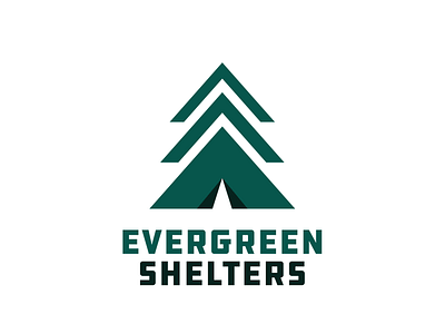 Evergreen Shelters camping draplin evergreen green illustration logo outdoor shelter summer tent thick lines tree vector