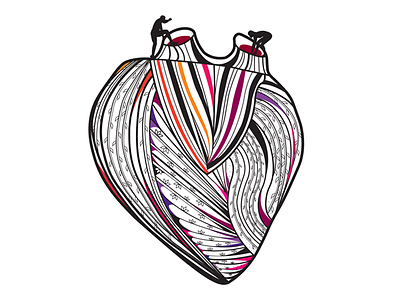little trip in the heart couple heart illustration vector