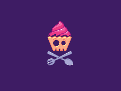 Sugar addict cake colorful funny halloween icon logo skull