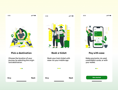 Railway App Onboarding app design illustration ui