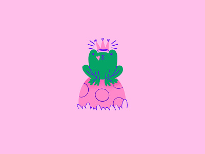 Frog Prince amphibian animal crown cute fairytale frog fun heart illustration inktober kiss prince princess rock royal spot story
