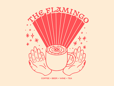 All Seeing animal bar beer bird coffee community cup eye flamingo hands hippy hold illustration mug procreate see tote trippy vector wine
