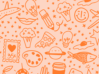Personal Pattern brand coffee draw egg fish food fun happy illustration kiss lightbulb mail paint pattern pencil pizza planet smile space star