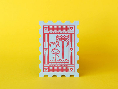 Letterpressed Flamingo Postcard