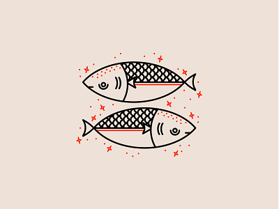 Zodiac - Pisces animal animal logo astrology fish fish logo fishing icon icon set illustration logo monoline ocean pisces red scales sign sparkle twins vector zodiac