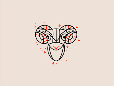 Zodiac - Aries animal animal logo aries astrology goat goat logo horns icon icon set illustration letterpressed line minimalist monoline ram red sheep sheep logo vector zodiac