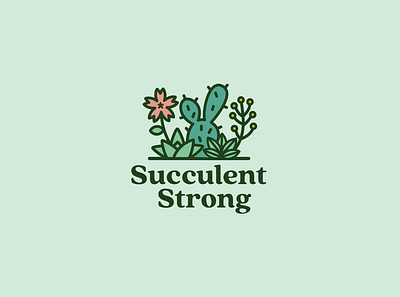 Succulent Logo cactus cute flower flower logo fun green greens icon illustration leaf logo plant plant logo plants succulent