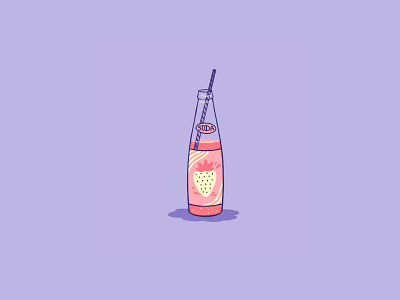 Strawberry Soda drink food fruit fun icon illustration inktober inktober2019 pink pop soda strawberry