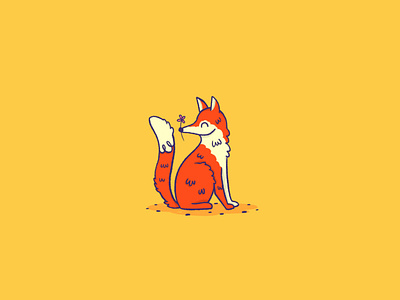 Fox Illustration animal cute flower fox happy illustration inktober orange red yellow