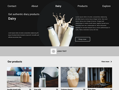 Dairy web design branding ui user experience user interface ux design web design