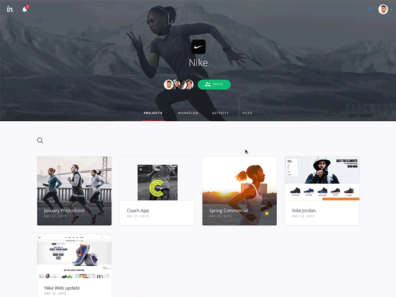 InVision - "Workflow within Spaces" concept design test grouping interaction design invision multiple views prototype spaces ui design workflow