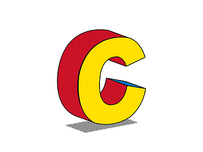 Letter C c design doodle half tone illustration letra letter primary colors type typography