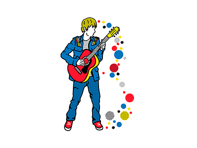Beck beck design doodle guitar guitarrist güero half tone illustration letter letter b primary colors rock type typography
