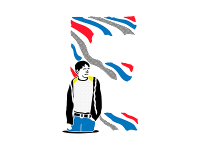 E - Elliott Smith design doodle elliott smith half tone illustration letter primary colors type typography