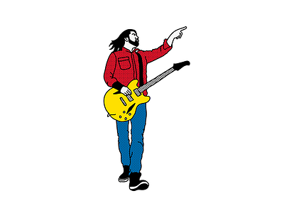 Foo Fighters design doodle f foo fighters guitar half tone illustration letter primary colors rock type typography