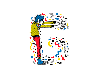 Gorillaz design doodle g gorillaz half tone illustration letter music music art primary colors rock type typography