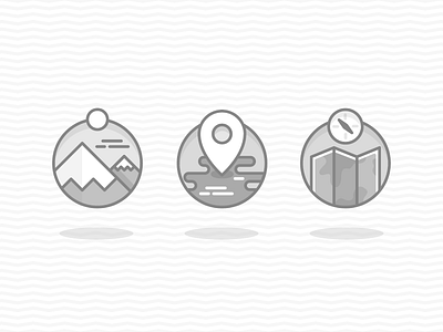 Travel Icons bw icons illustrations round travel