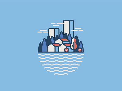 little city city illustration limited line palette