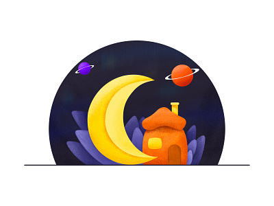 Moon house illustration