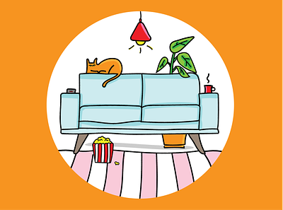 Quarantine Activities – Befriend your couch cat coronavirus couch couch potato plant popcorn quarantine social distancing