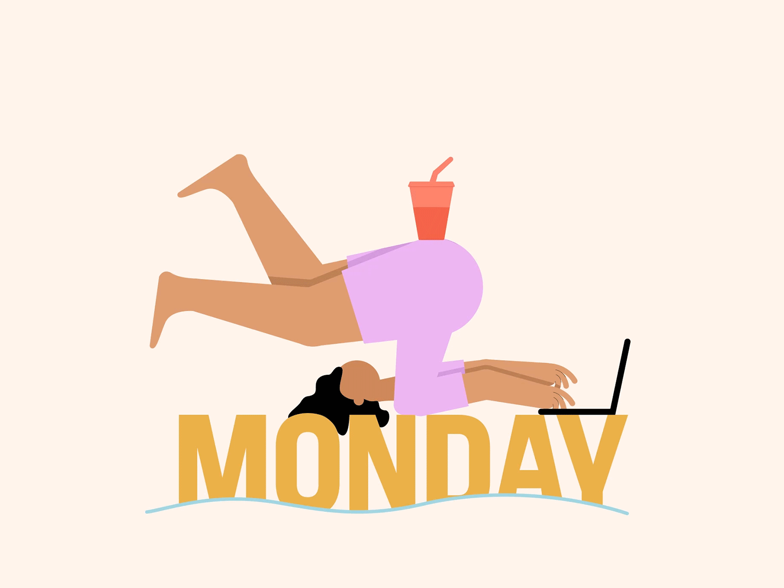 Monday in Summer! 2d animation animation character character animation character design design graphic design illustration monday motion design motion graphics summer week working mode