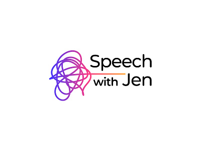 Speech with Jen logo communication gradient language linguistics logo pediatric scribble speech therapist