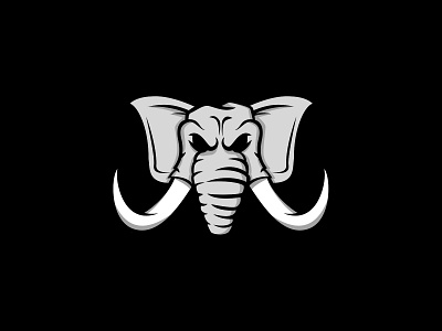Elephant black and white branding elephant flat illustration graphic grayscale illustration logo mark sports vector wip