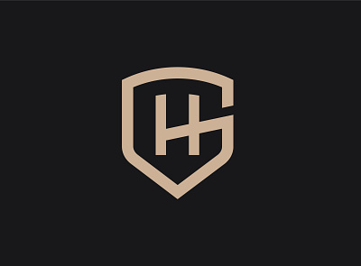 G+H Shield bold charcoal fitness gold gym letter g letter h logo mark monogram shield