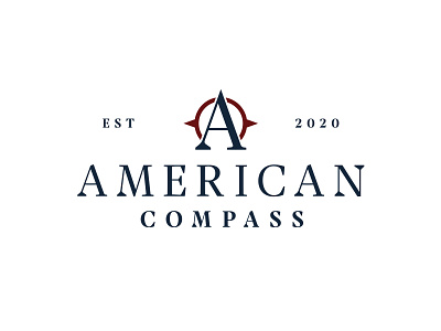 American Compass Logo blue capitals compass compass rose conservative letter a letter c logo mark political red republican serif white