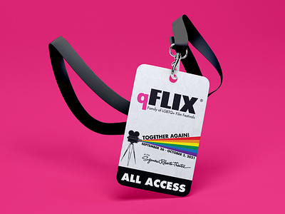 qFLIX Film Festival Event Badge branding event badge event design event marketing graphic design visual design