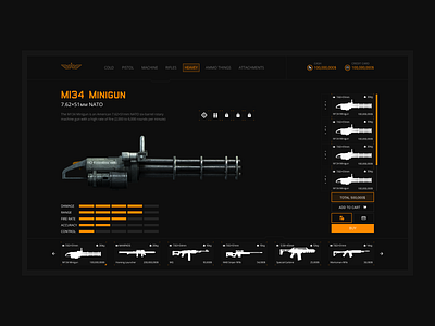 Gun Shop App Design - Dark Theme
