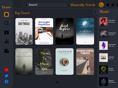Musically Novels app design graphic design mobile design mobileapps ui uiux uiux design uiuxdesign ux website design