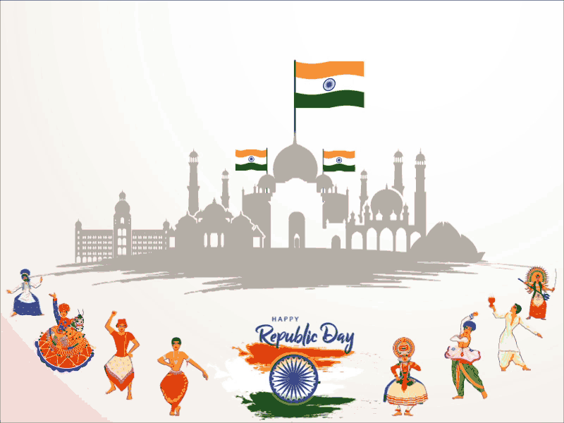 Happy Republic Day animation buildings india monument republic day
