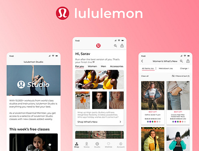 lululemon mobile screens app design dailyui design ui ux