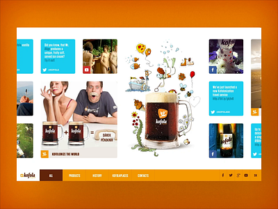 Kofola.cz / products animation digital drink grid homepage horizontal kofola media orange platform product social soft softdrink supersonic transition ui unicorn user experience ux