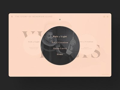 Lasvit Via Lucis / main menu blowing buracinsky dark glass glassblowing glassmaking glassworks history interaction lasvit lubos microsite minimalist supersonic timeline transition ui unicorn user experience ux